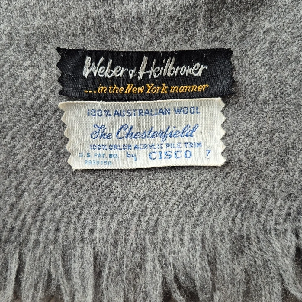 Vintage Weber & Heilbroner Grey Wool Scarf Faux Fur Collar The Chesterfield